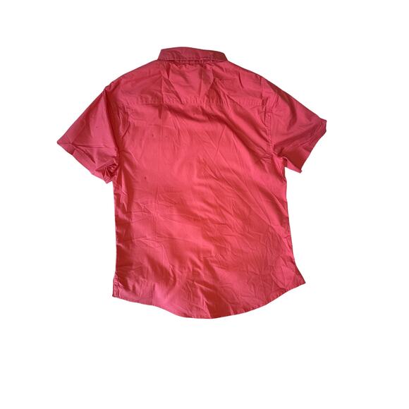 Free Planet Men's Button Up Shirt size L‎ Faded Red Casual Short Sleeve Cotton - Picture 2 of 8